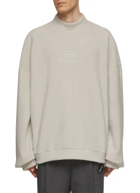 -----------BALENCIAGA  ---- ------------ ----Tonal Embroidered Logo Fleece Sweatshirt --