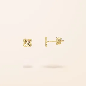 10K Gold Fluted Clover Stud Earrings