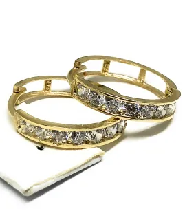 10k Solid Gold Cubic Zirconia Huggie Earrings