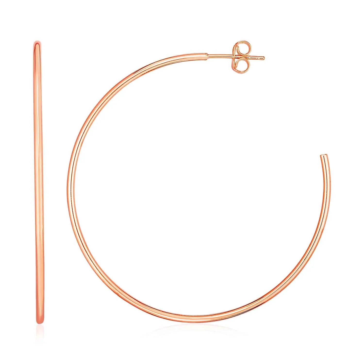 14k Rose Gold Polished Hoop Earrings-rx37086