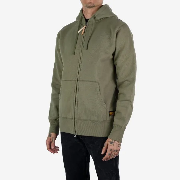 14oz Ultra Heavyweight Loopwheel Cotton Zippered Hoodie - Olive