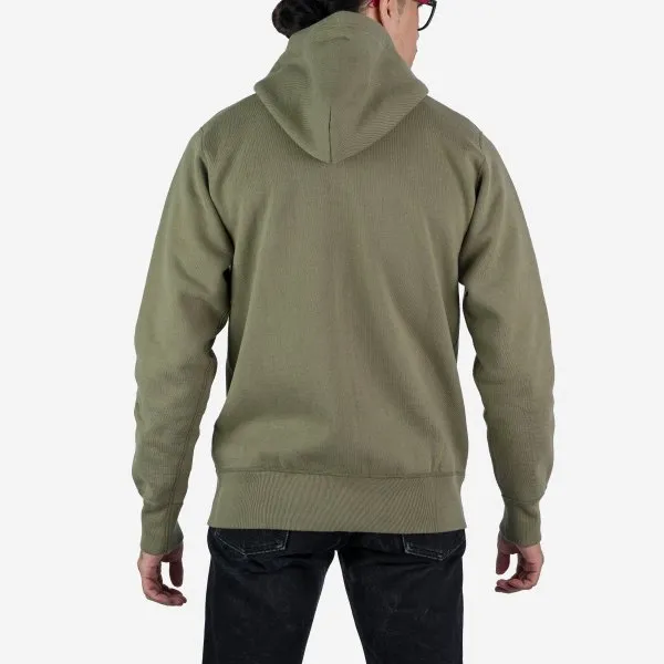 14oz Ultra Heavyweight Loopwheel Cotton Zippered Hoodie - Olive