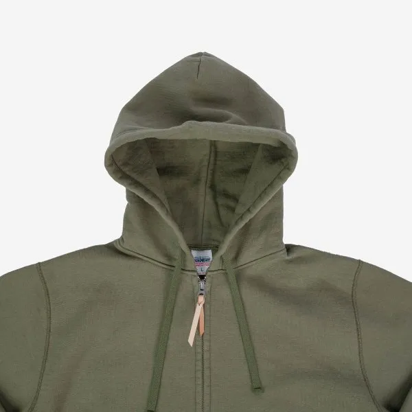 14oz Ultra Heavyweight Loopwheel Cotton Zippered Hoodie - Olive