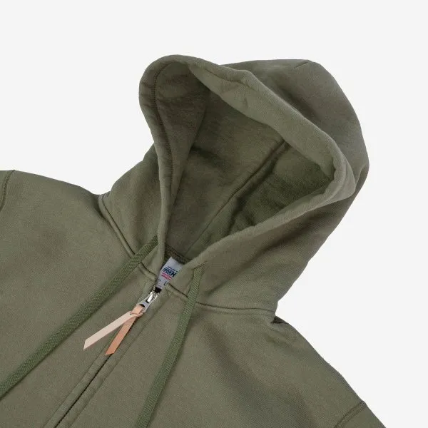 14oz Ultra Heavyweight Loopwheel Cotton Zippered Hoodie - Olive