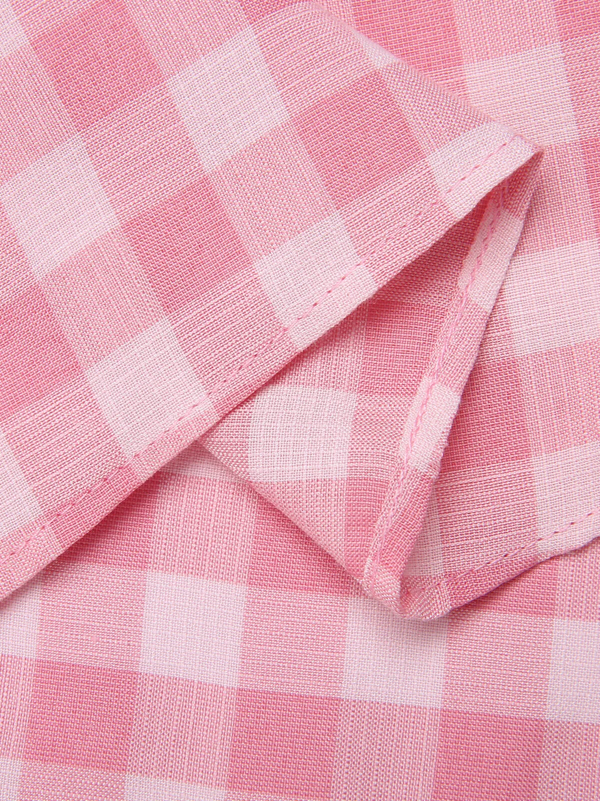 2PCS 1950s Pink Plaid Skirt & Romper With Belt