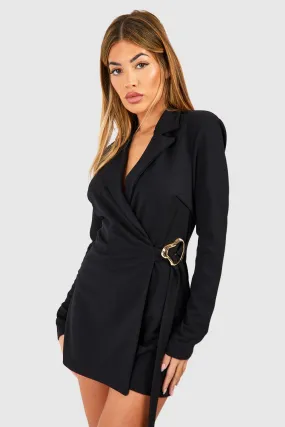 Abstract Buckle Tailored Romper