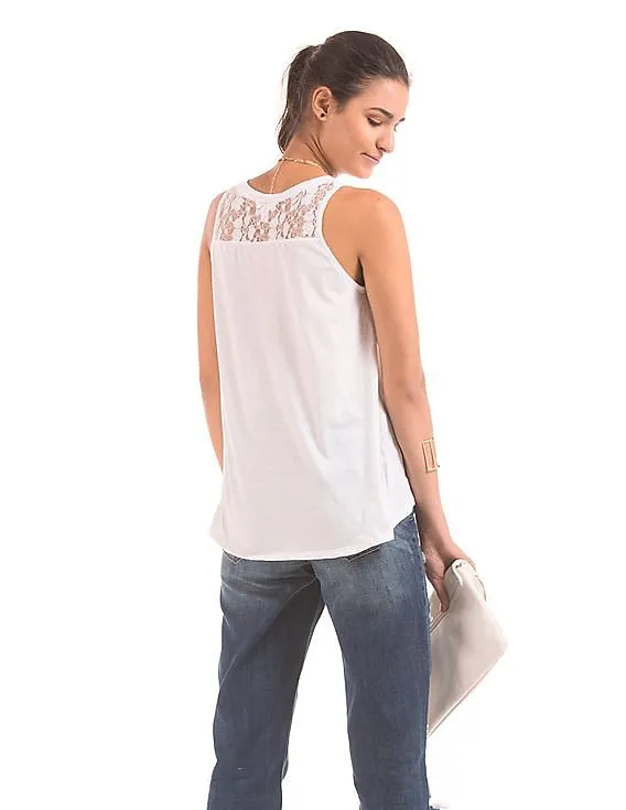 Aeropostale Lace Yoke Tank Top