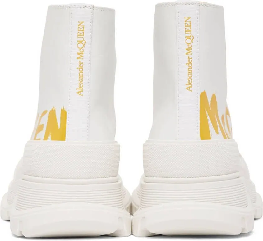 Alexander McQueen White Grafitti Tread Slick High-Top Sneakers