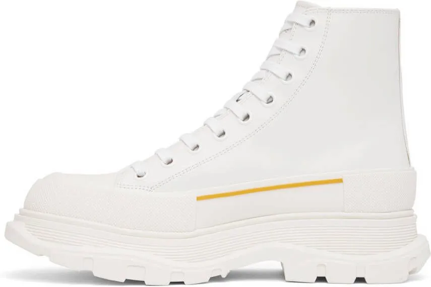 Alexander McQueen White Grafitti Tread Slick High-Top Sneakers