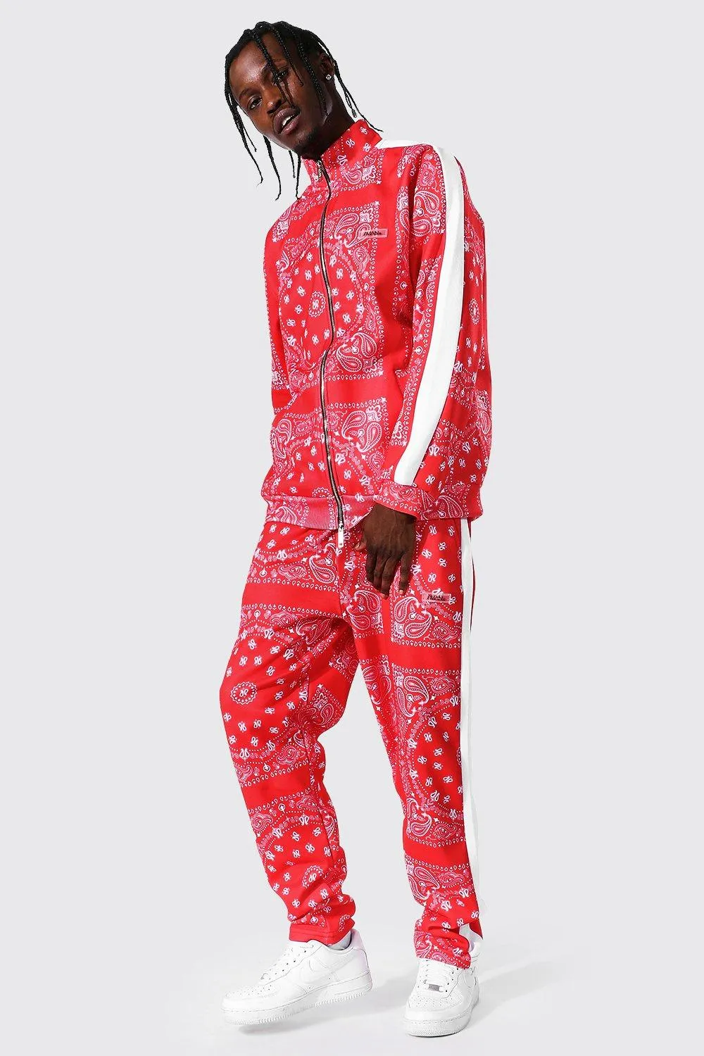 All Over Bandana Print Funnel Neck Tracksuit