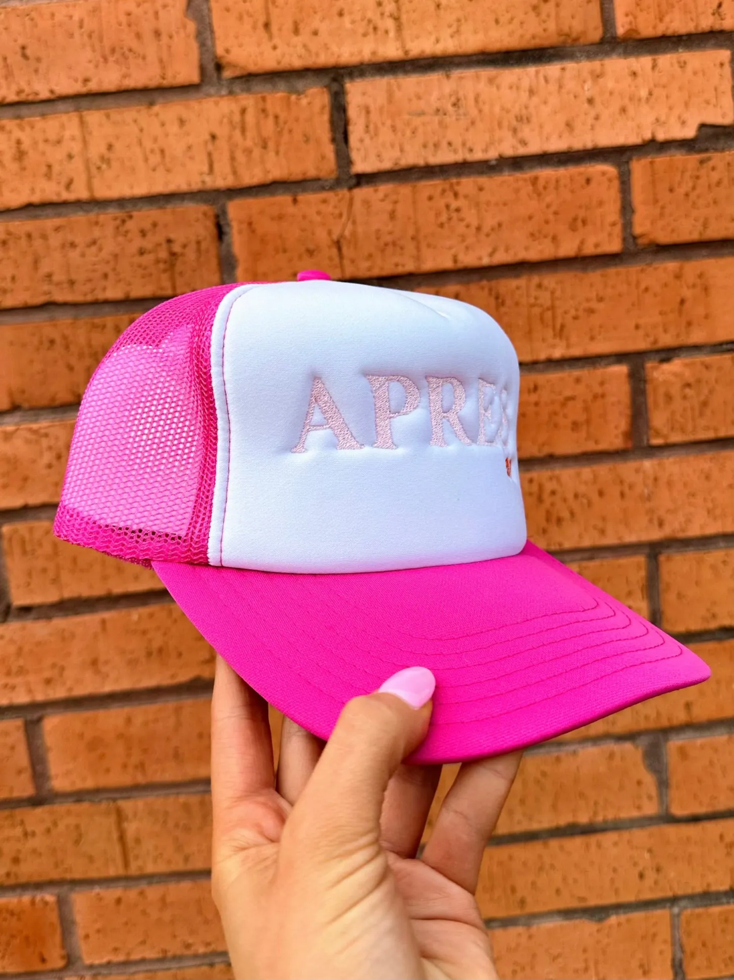 Apres Tan Pink and White Trucker Hat