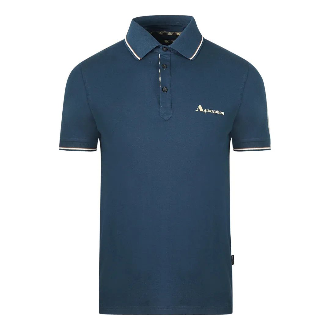 Aquascutum Tipped Collar Blue Polo Shirt