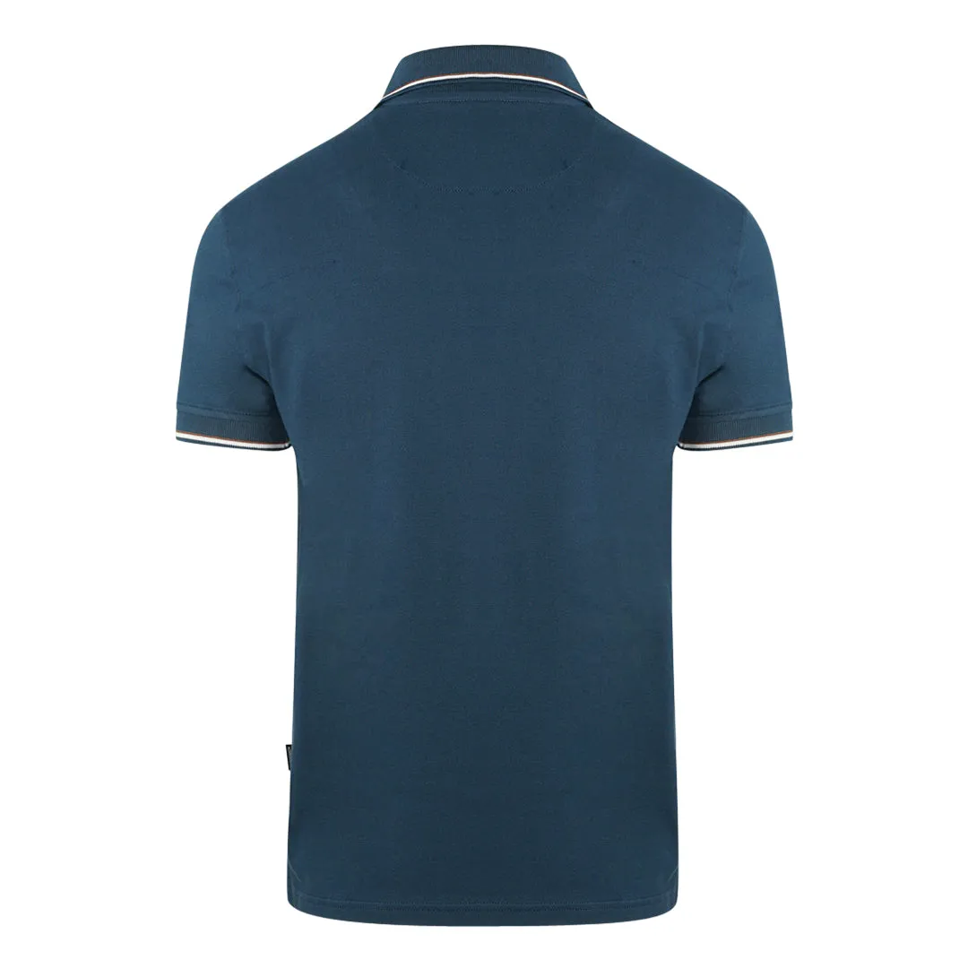 Aquascutum Tipped Collar Blue Polo Shirt