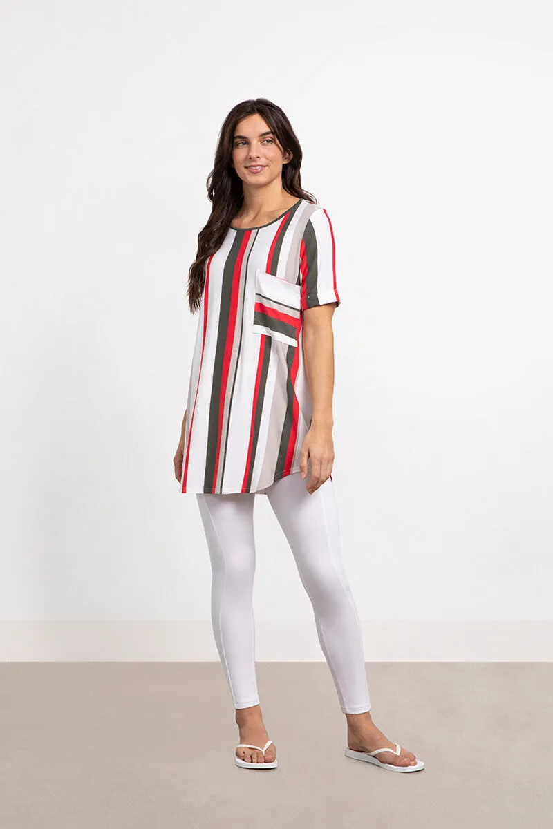 Bamboo T-Shirt Pocket Tunic | White Multi