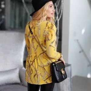 BELTS & CHAINS Yellow Tunic Top