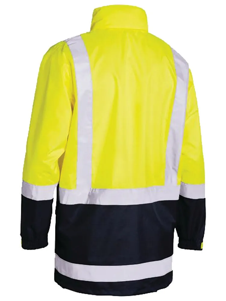 Bisley Workwear BJ6766T TT04 Mens Taped Hi-Vis Rain Shell Jacket - Recycled - Yellow/Navy - XS