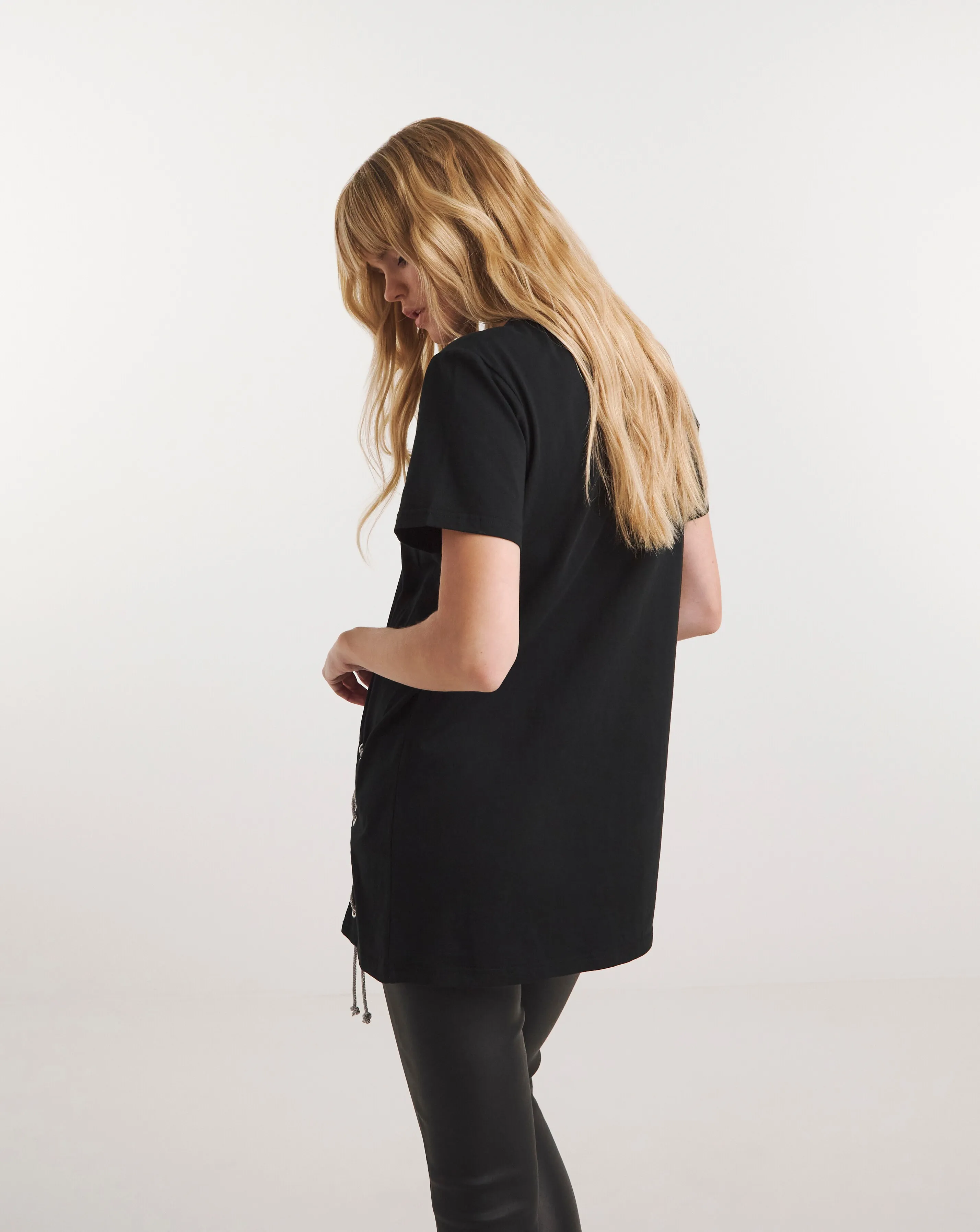 Black Diamante Fastening Tunic | Simply Be