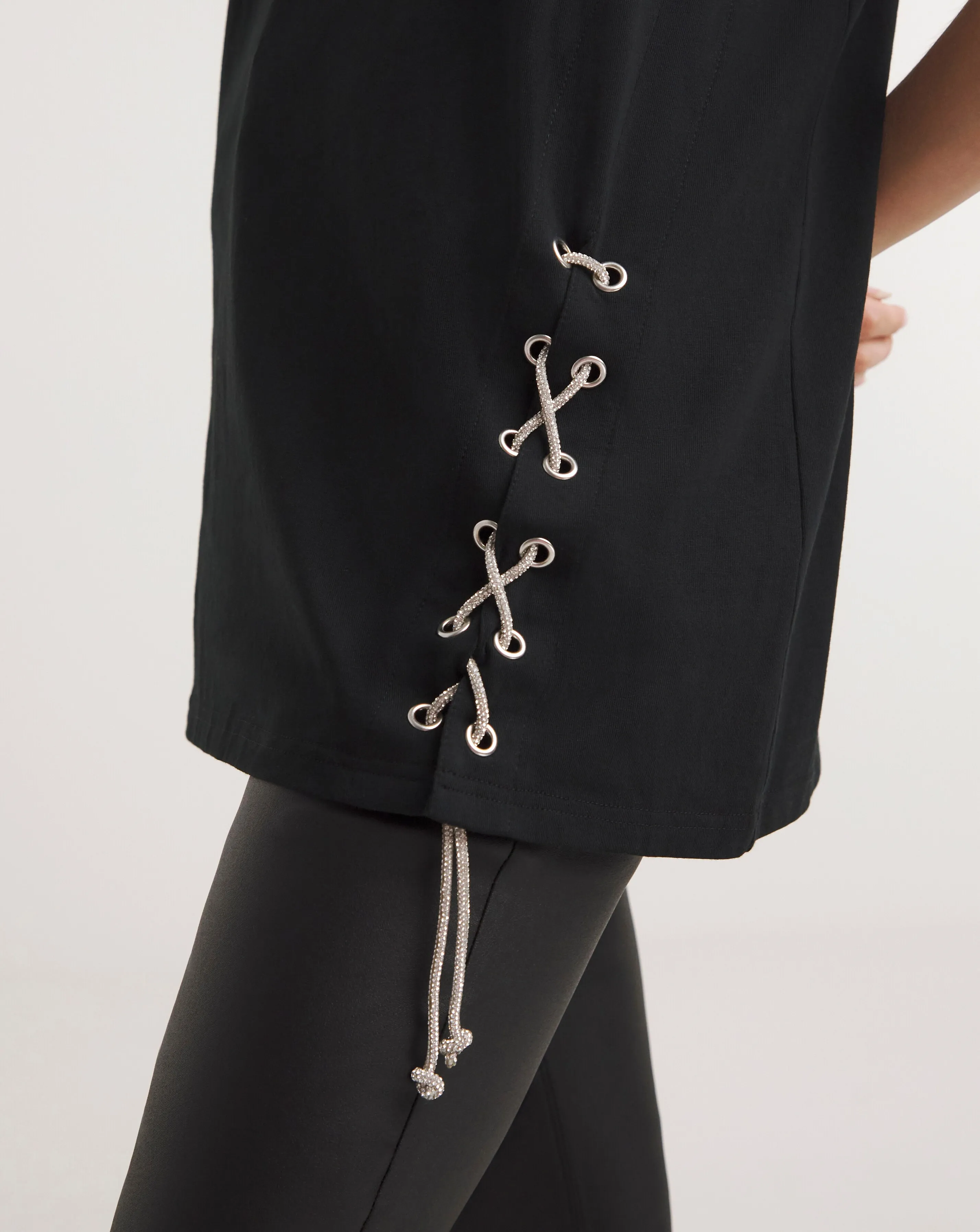 Black Diamante Fastening Tunic | Simply Be