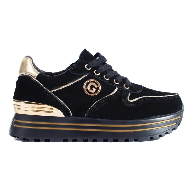 Black women's sneakers on the Shelovet platform golden