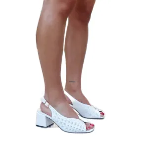 Block sandals with a leather Makarima insole white