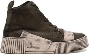 Boris Bidjan Saberi distressed high-top leather sneakers Neutrals