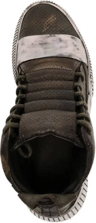 Boris Bidjan Saberi distressed high-top leather sneakers Neutrals