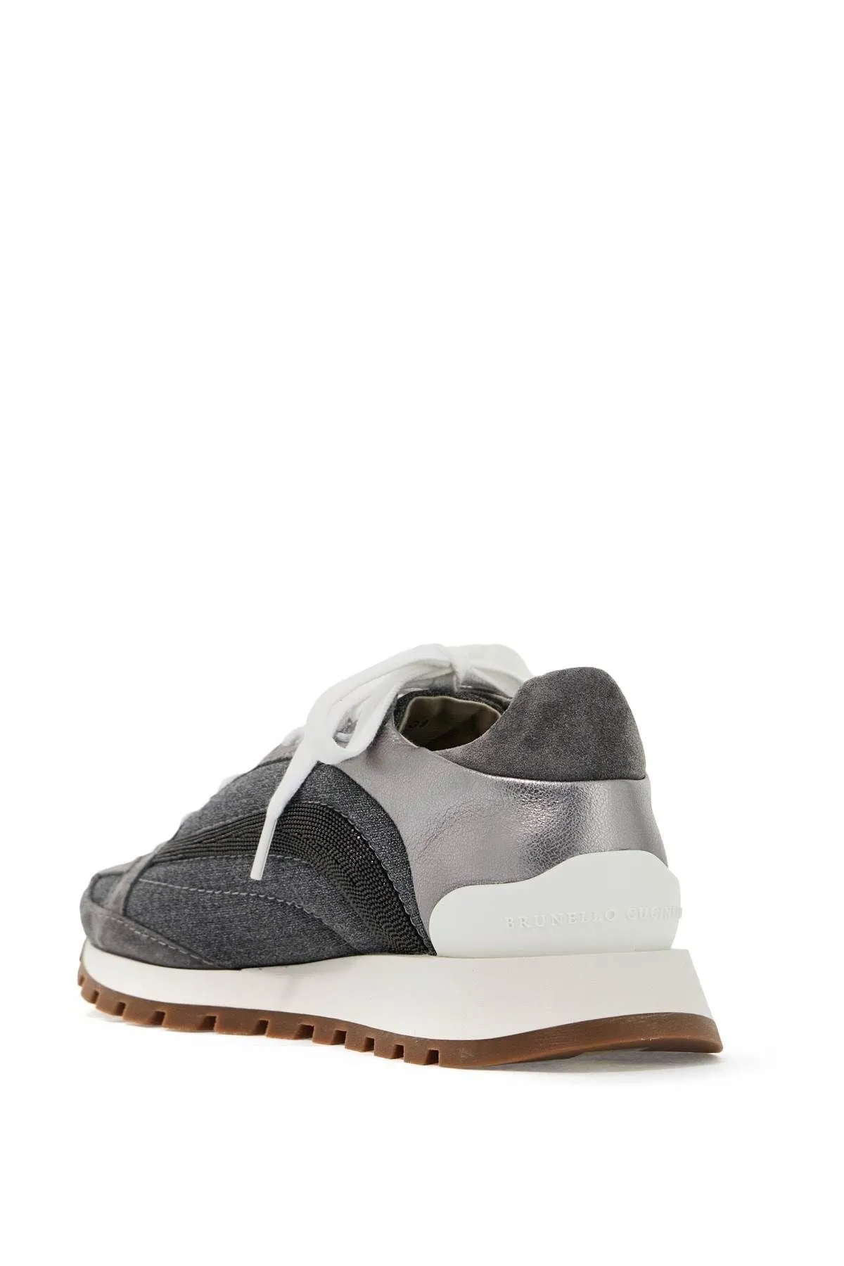 Brunello Cucinelli    Brunello Cucinelli Wool Sneakers With Precious Stripe Design