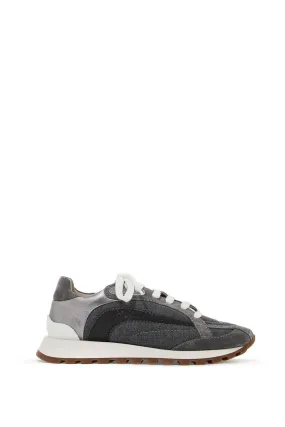 Brunello Cucinelli    Brunello Cucinelli Wool Sneakers With Precious Stripe Design