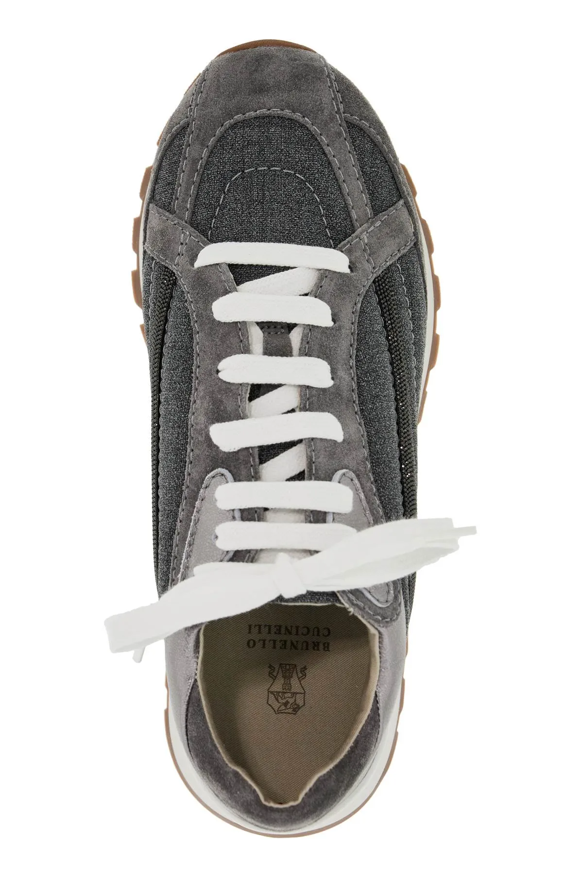 Brunello Cucinelli    Brunello Cucinelli Wool Sneakers With Precious Stripe Design