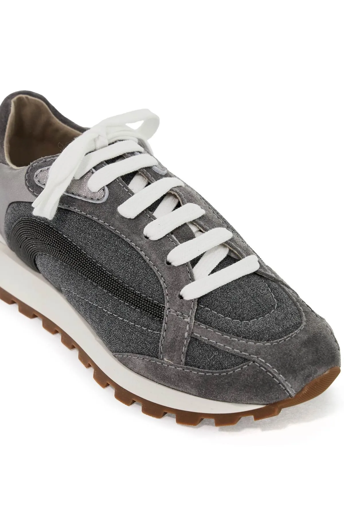 Brunello Cucinelli    Brunello Cucinelli Wool Sneakers With Precious Stripe Design