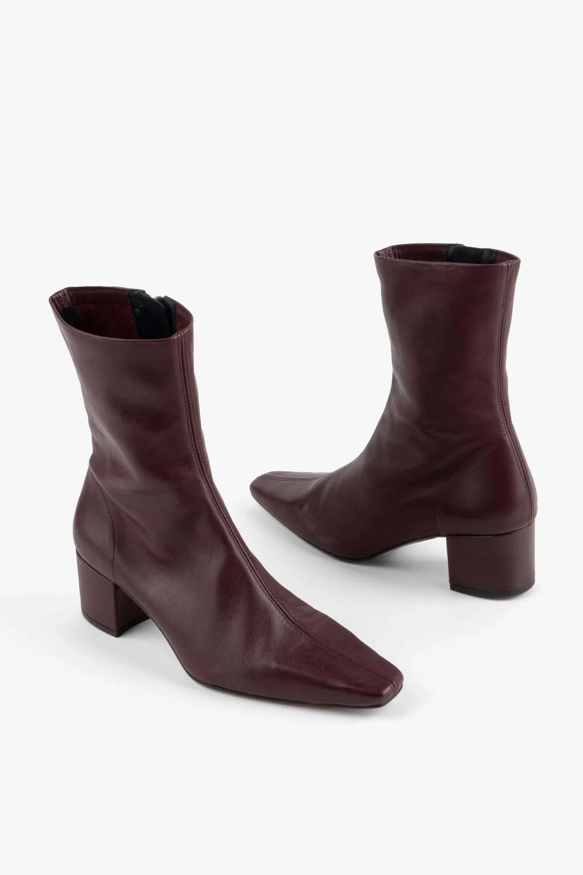 CARLTON HEELED MID BOOT - MAROON/BLACK