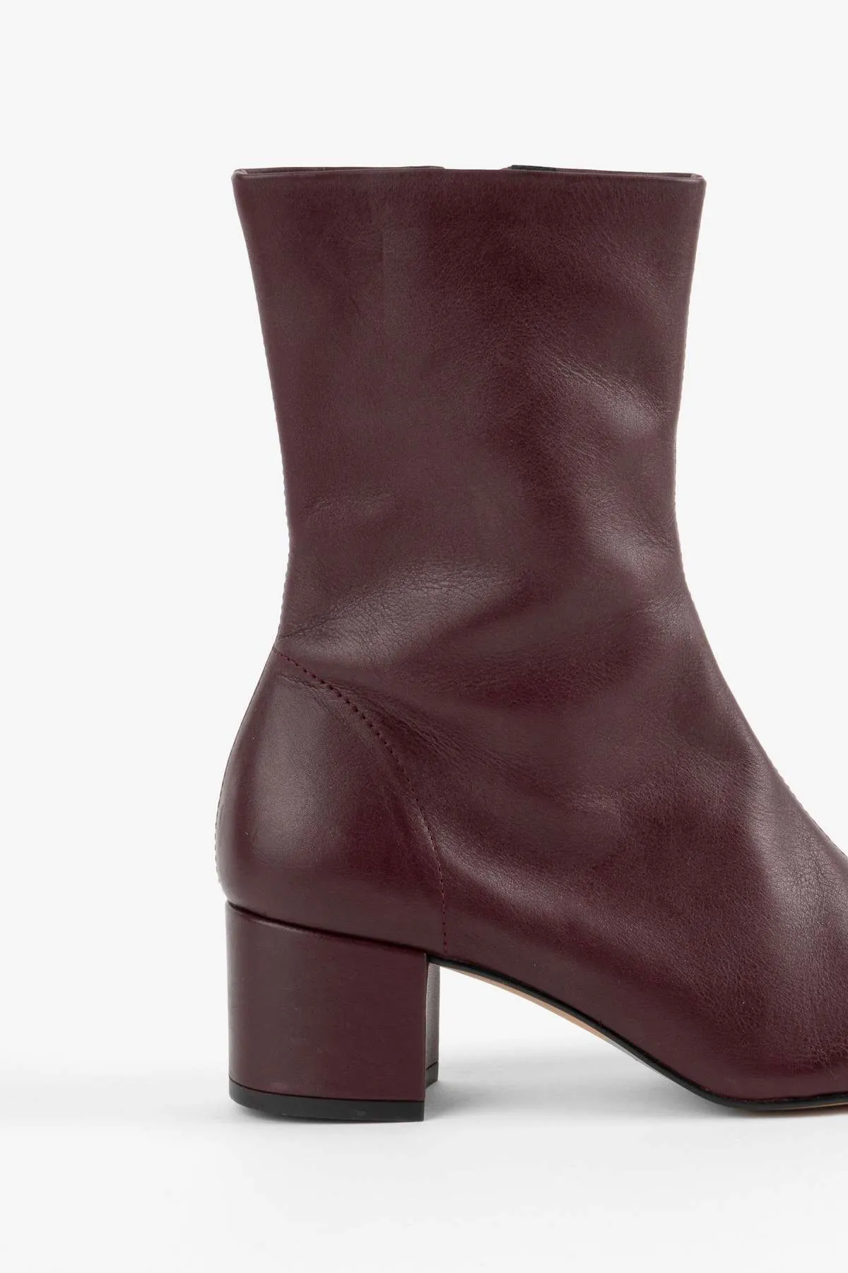 CARLTON HEELED MID BOOT - MAROON/BLACK