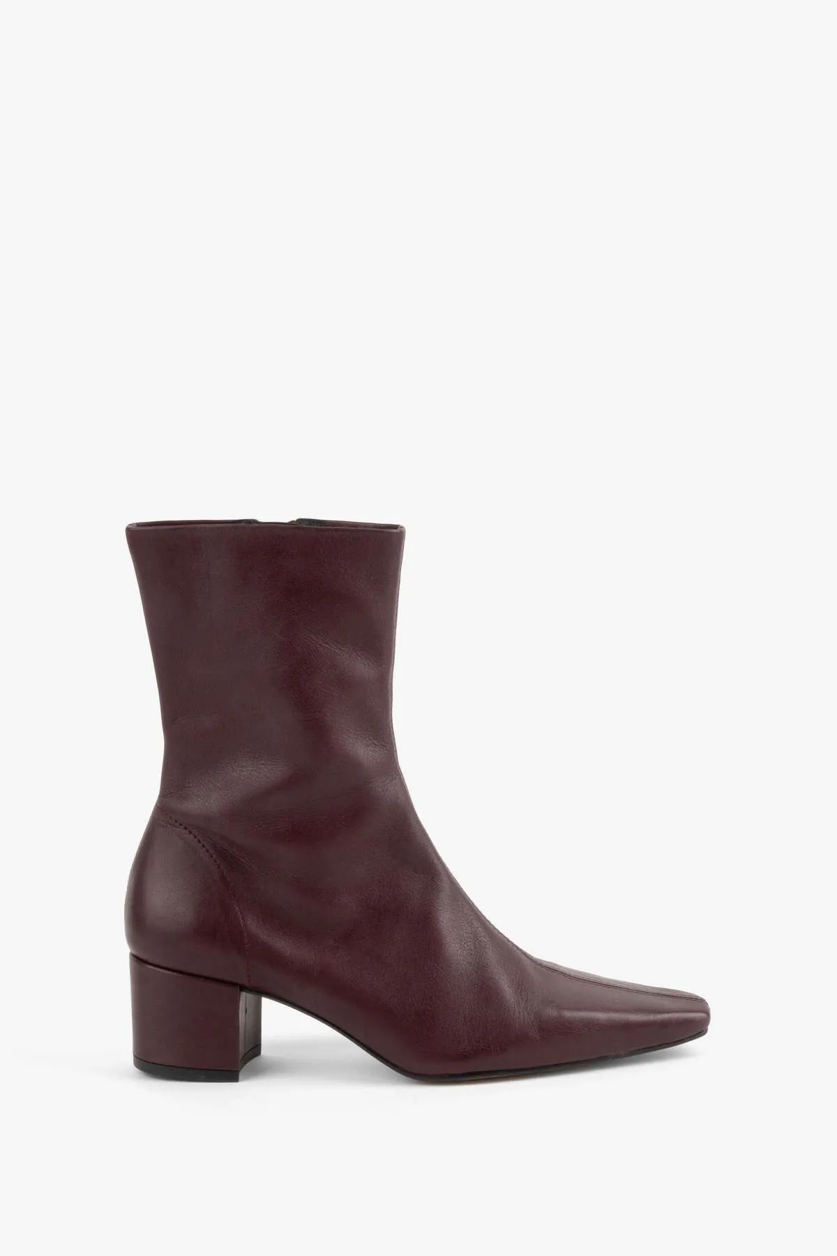 CARLTON HEELED MID BOOT - MAROON/BLACK