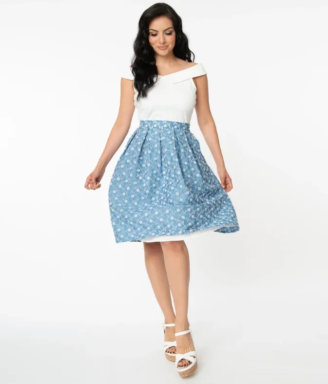 Chambray Swing Skirt