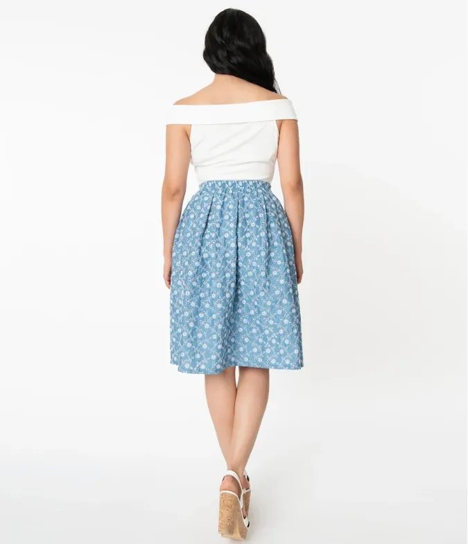 Chambray Swing Skirt