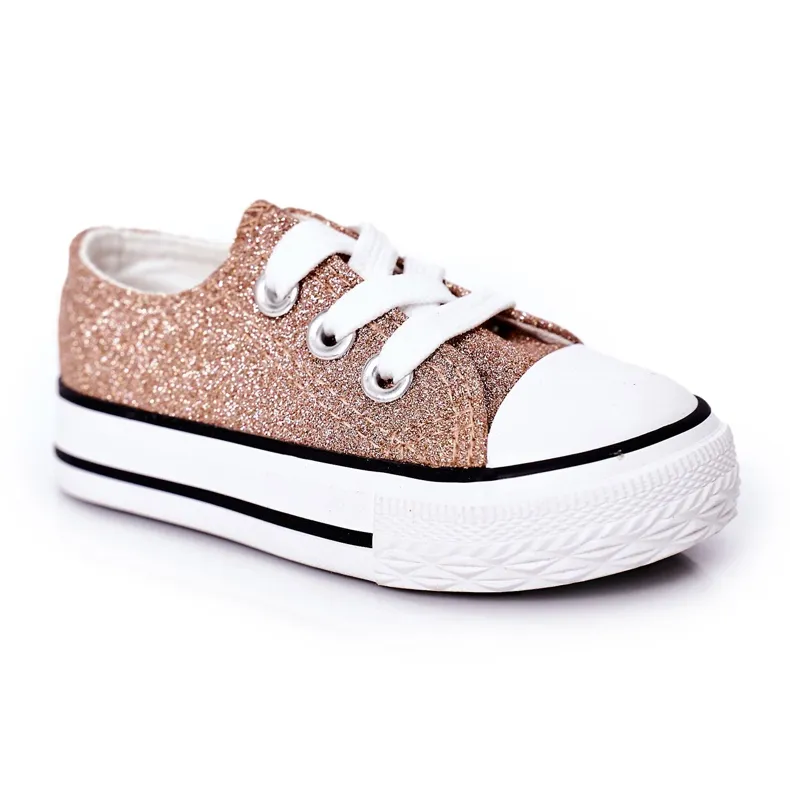 Children's Pink Gold Glitter Sneakers Bling-Bling golden