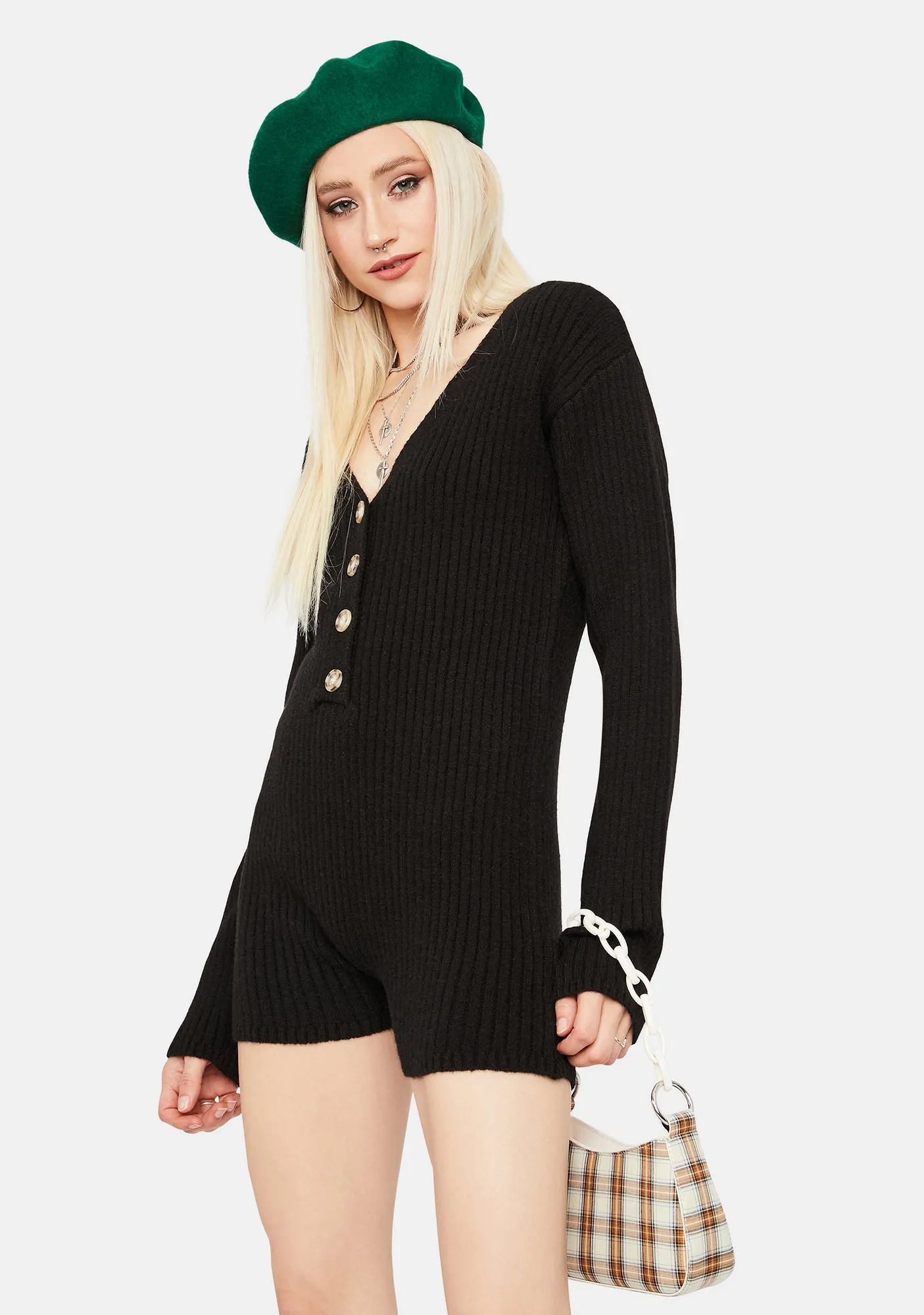 Chill Takeover Knit Ribbed Romper-