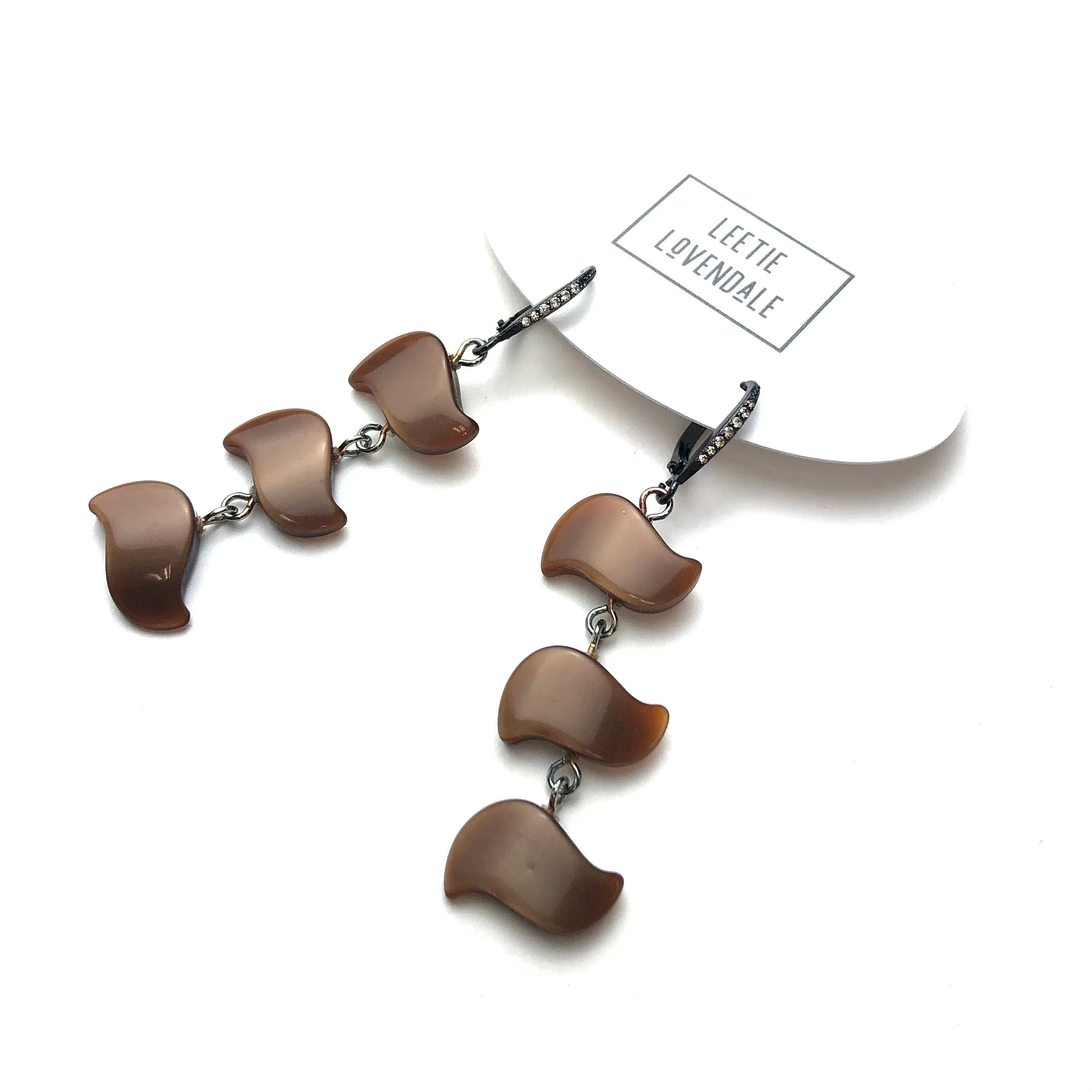 Chocolate Bling Swish Moonglow Statement Earrings *