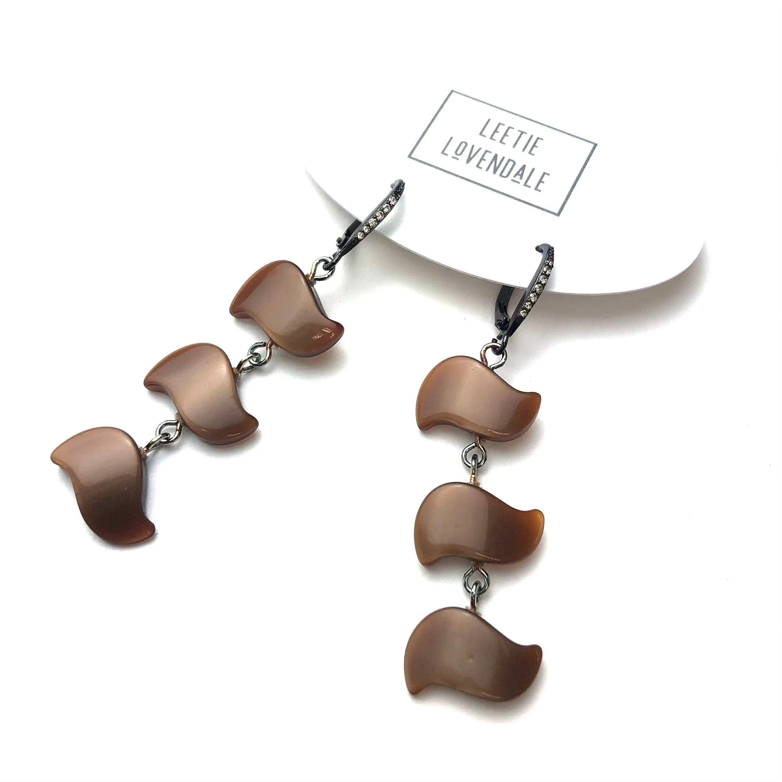 Chocolate Bling Swish Moonglow Statement Earrings *