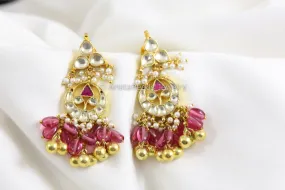 Clear Pachi Kundan Rhodolite Earrings