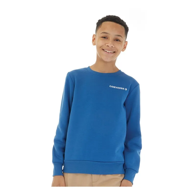 Converse Junior Boys Wordmark Crew Sweatshirt Dark Marina Blue