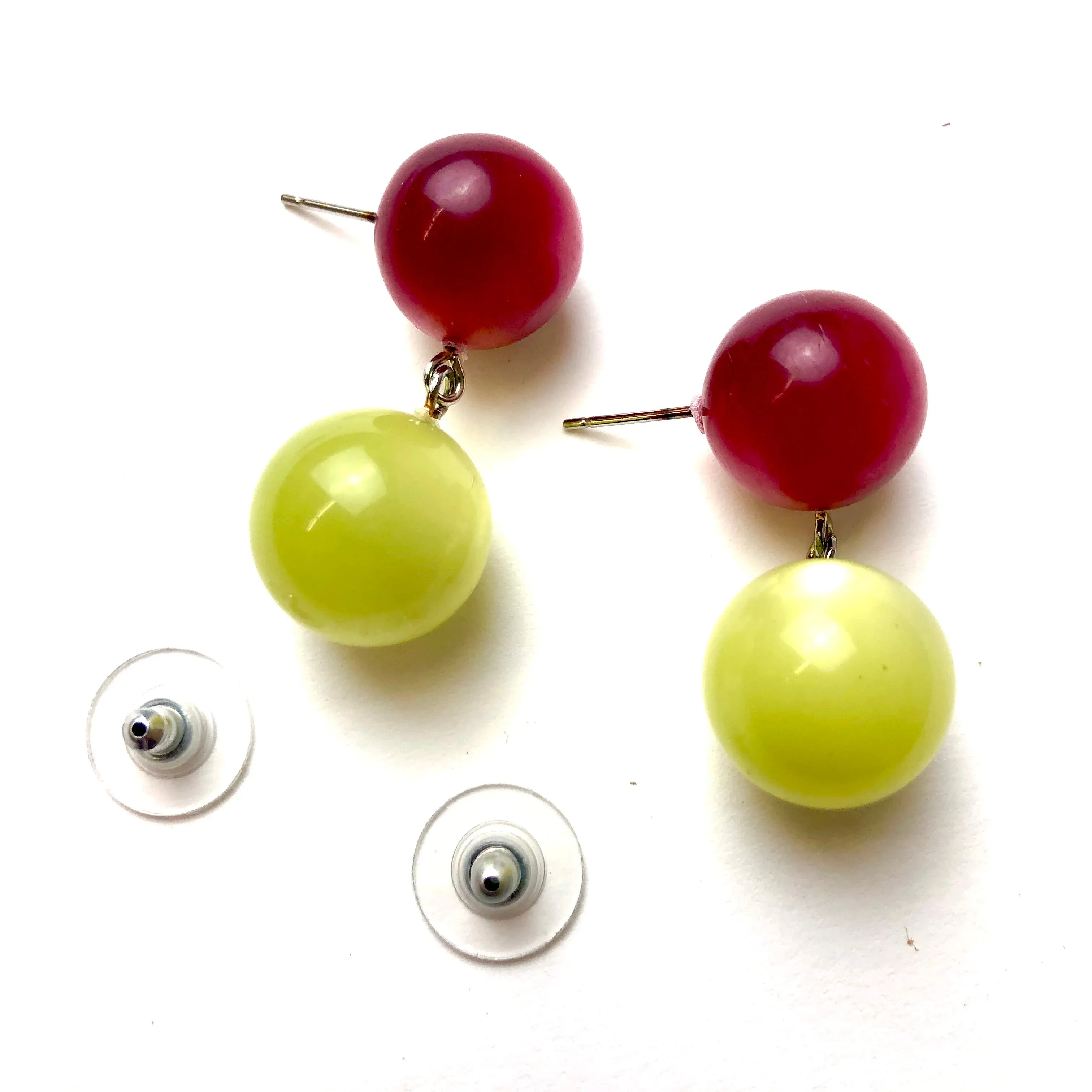 Cranberry and Butter Moonglow Lollipop Drop Earrings