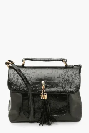 Croc Tassel Cross Body Bag