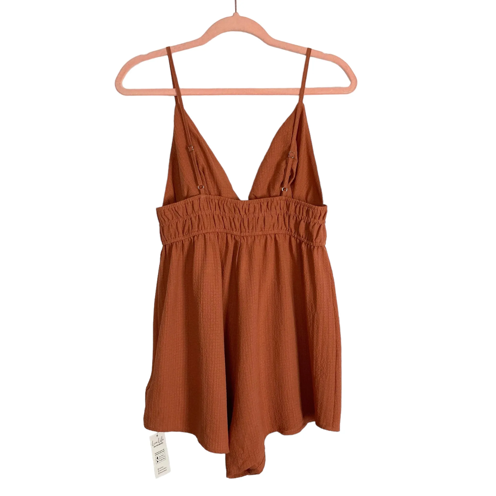 CUPSHE BRICK TIE FRONT ROMPER NWT- SIZE M ( ONLINE)