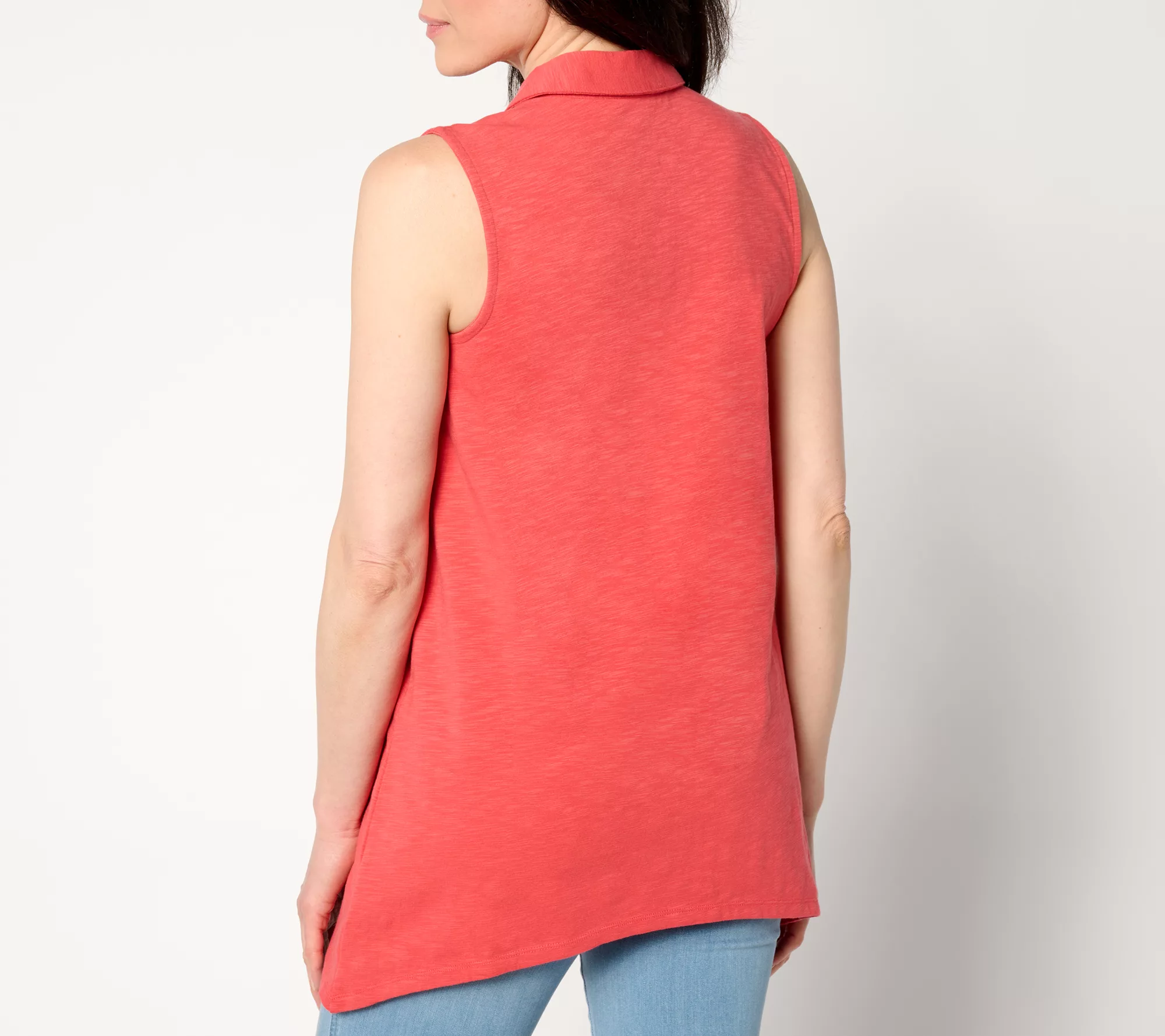 Denim & Co. Regular Texture-Knit Sharkbite Hem Button Tunic