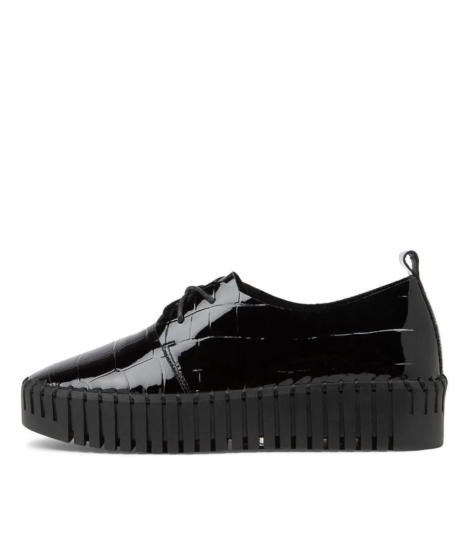 DJANGO & JULIETTE Brenda Black Patent Croc Sneakers Bs