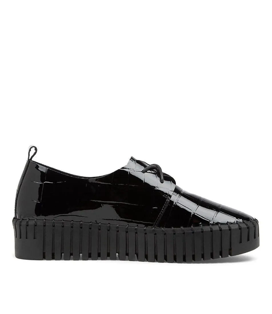 DJANGO & JULIETTE Brenda Black Patent Croc Sneakers Bs