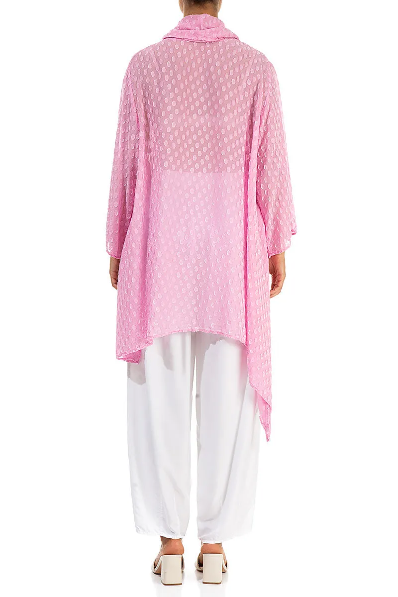 Dotty Asymmetric Taffy Pink Silk Tunic