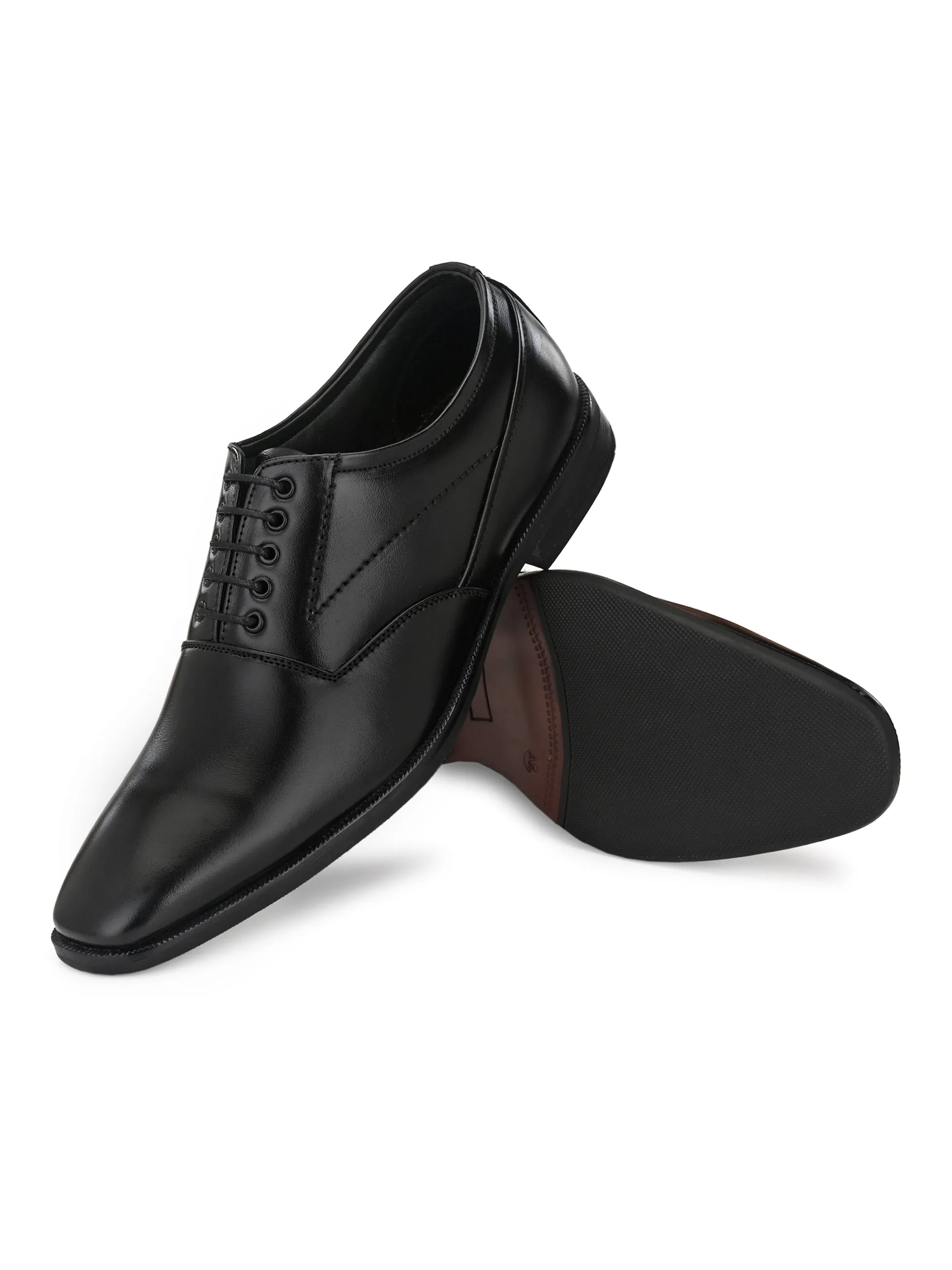 Fentacia Men Black Genuine Leather Oxford Formal Shoes