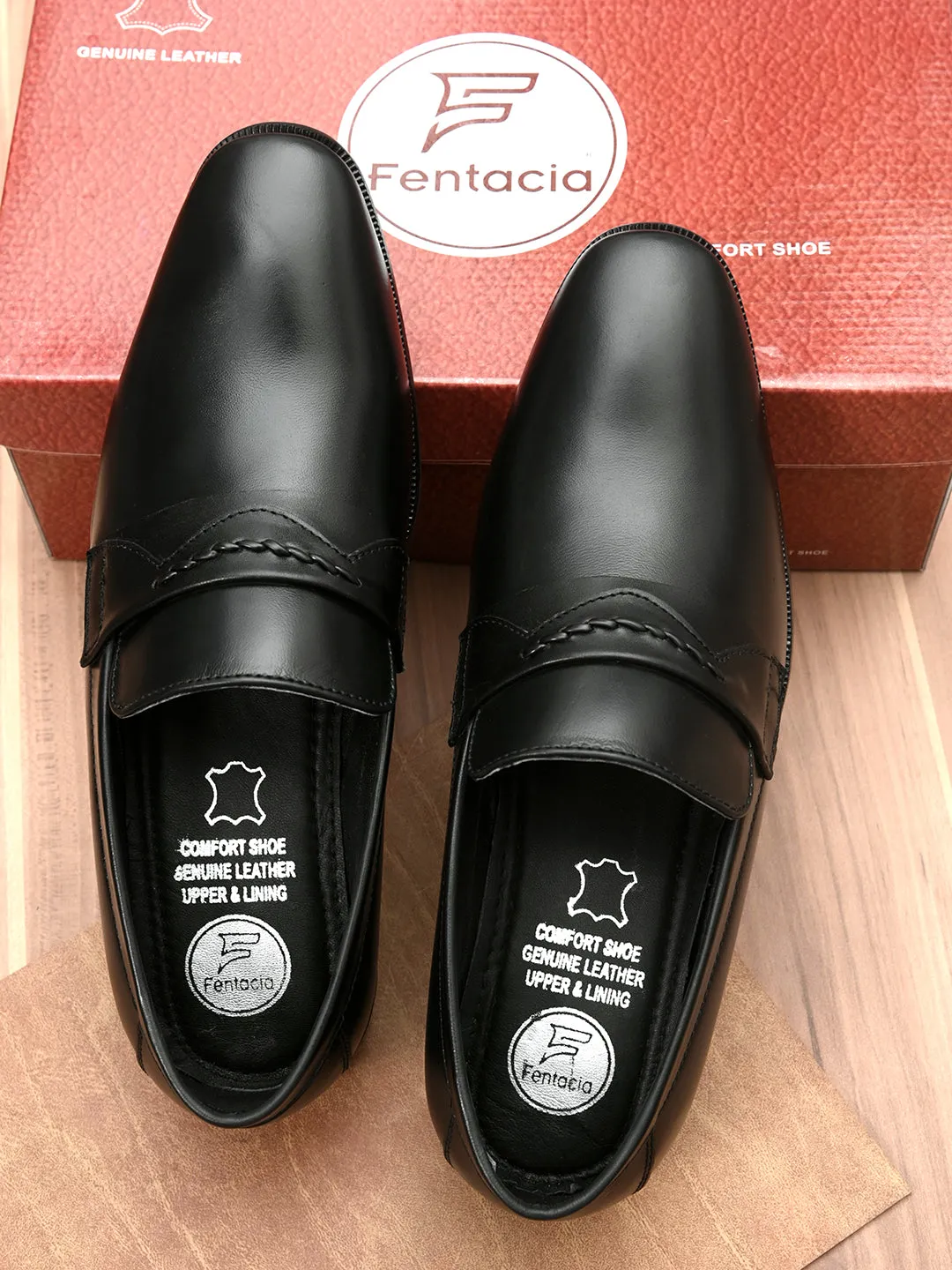 FENTACIA Men Genuine Leather Slip-On Formal Shoes